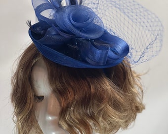 Bibis BLEU MARINE vintage inspiré bibi chapeau de thé chapeau de fête fantaisie chapeau église Kentucky Derby chapeau mariage fantaisie chapeau de bal bibi