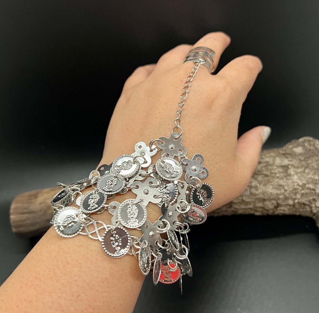 Belly Dance Hand Piece. Hand Jewelry With Connected Ring. Hand Chain