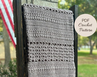 CROCHET PATTERN - Homestead Charm Throw Blanket Pattern - Crochet Throw Blanket Pattern - Farmhouse Style Crochet Pattern