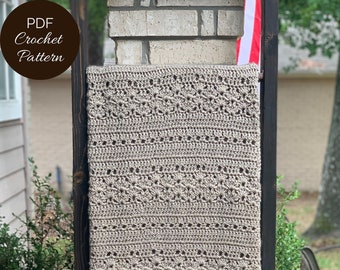 CROCHET PATTERN - Farmhouse Lace Crochet Throw Blanket Pattern - Crochet Throw Blanket Pattern