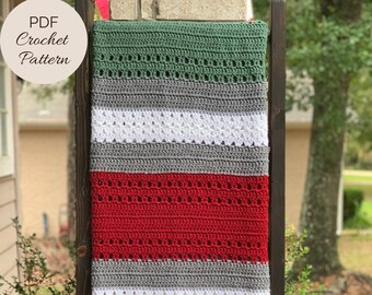 CROCHET PATTERN - Simply Content Christmas Throw Blanket Pattern - Crochet Throw Blanket Pattern