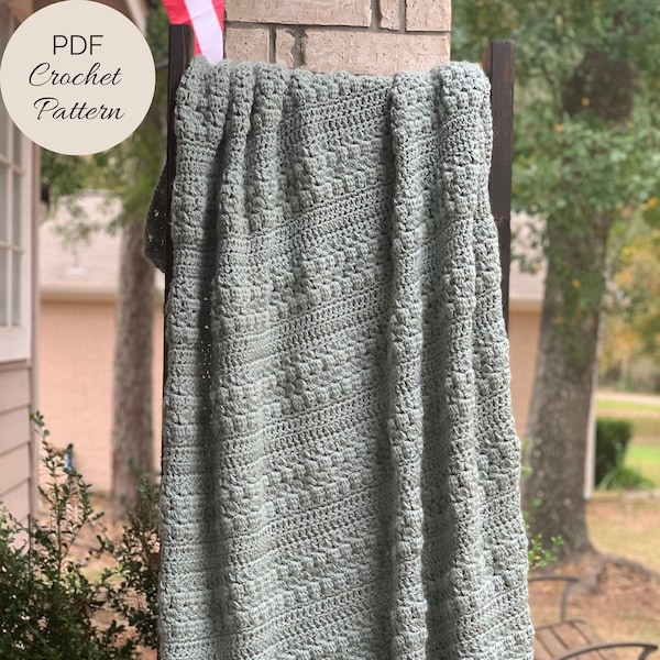 CROCHET PATTERN - Soft Clusters Crochet Throw Blanket Pattern - Crochet Throw Blanket Pattern