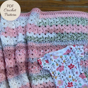 CROCHET PATTERN - Mountainside Blooms Baby Blanket Pattern - Easy Baby Blanket  Pattern - Crochet Baby Blanket Pattern