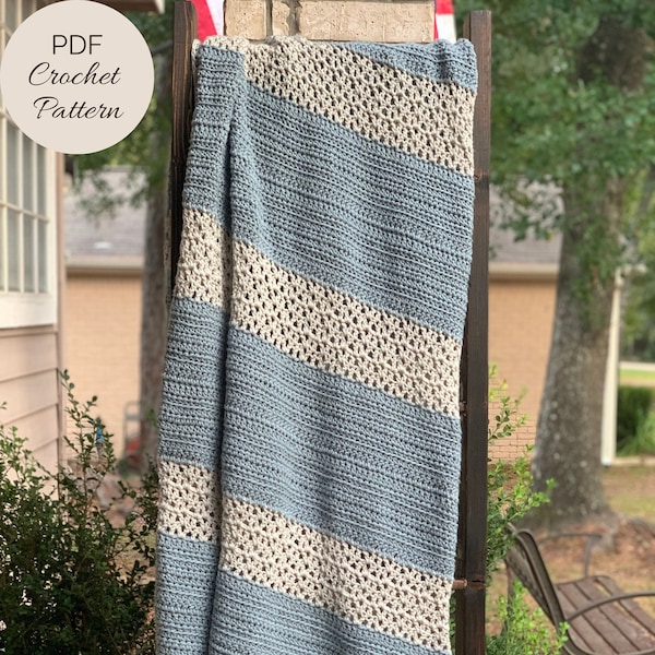 CROCHET PATTERN - Tranquil Morning Throw Blanket Pattern - Chunky Crochet Throw Blanket Pattern