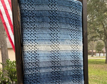 CROCHET PATTERN - Highland Falls Throw Blanket Pattern - Easy Crochet Throw Blanket Pattern - V-Stitch Throw Blanket Pattern