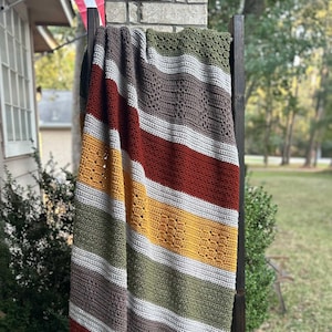 CROCHET PATTERN - Oak Grove Throw Blanket Pattern - Stitch Sampler Throw Blanket Pattern - Easy Crochet Throw Blanket Pattern