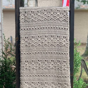 CROCHET PATTERN - Farmhouse Lace Crochet Throw Blanket Pattern - Crochet Throw Blanket Pattern