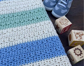 Striped Baby Blanket Crochet Pattern: Pebblebrook Stripes Baby Blanket (PDF Pattern)