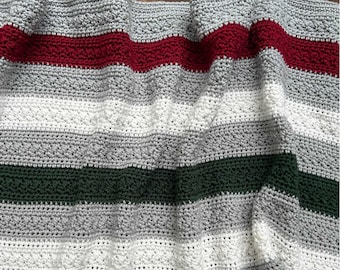 Crochet Christmas Throw Blanket Pattern: Easy Striped Design (PDF Pattern