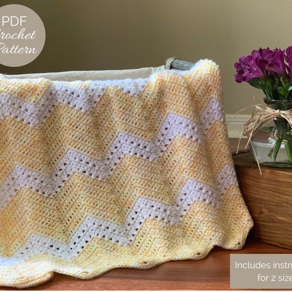 CROCHET PATTERN - Summer Days Chevron Baby Blanket Pattern - Chevron Baby Blanket Pattern - PDF Download