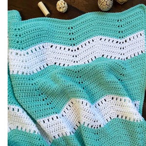 CROCHET PATTERN - Bayside Breeze Throw Blanket Pattern - Easy Ripple Throw Blanket Pattern - Crochet Throw Blanket Pattern