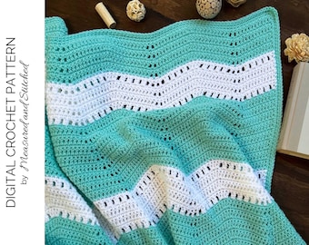 Bayside Breeze Crochet Throw Blanket Pattern: Easy Ripple Design (PDF Pattern)
