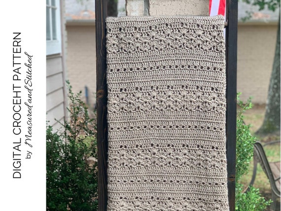 CROCHET PATTERN - Farmhouse Lace Crochet Throw Blanket Pattern - Crochet Throw Blanket Pattern