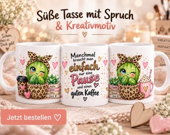 Cactus mug with saying | Sometimes you need it | Leo Design | Gift for girlfriend & colleague | Handmade coffee mug | designbydesa82