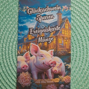 Glücksschwein Sparen/ Sparspiel / Würfel-Lose-Rubbel Spiel/ A6 Umschlagmethode Münze Karte
