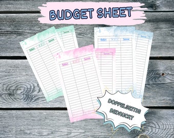 Budget Sheet beidseitig bedruckt / A6 Umschlagmethode