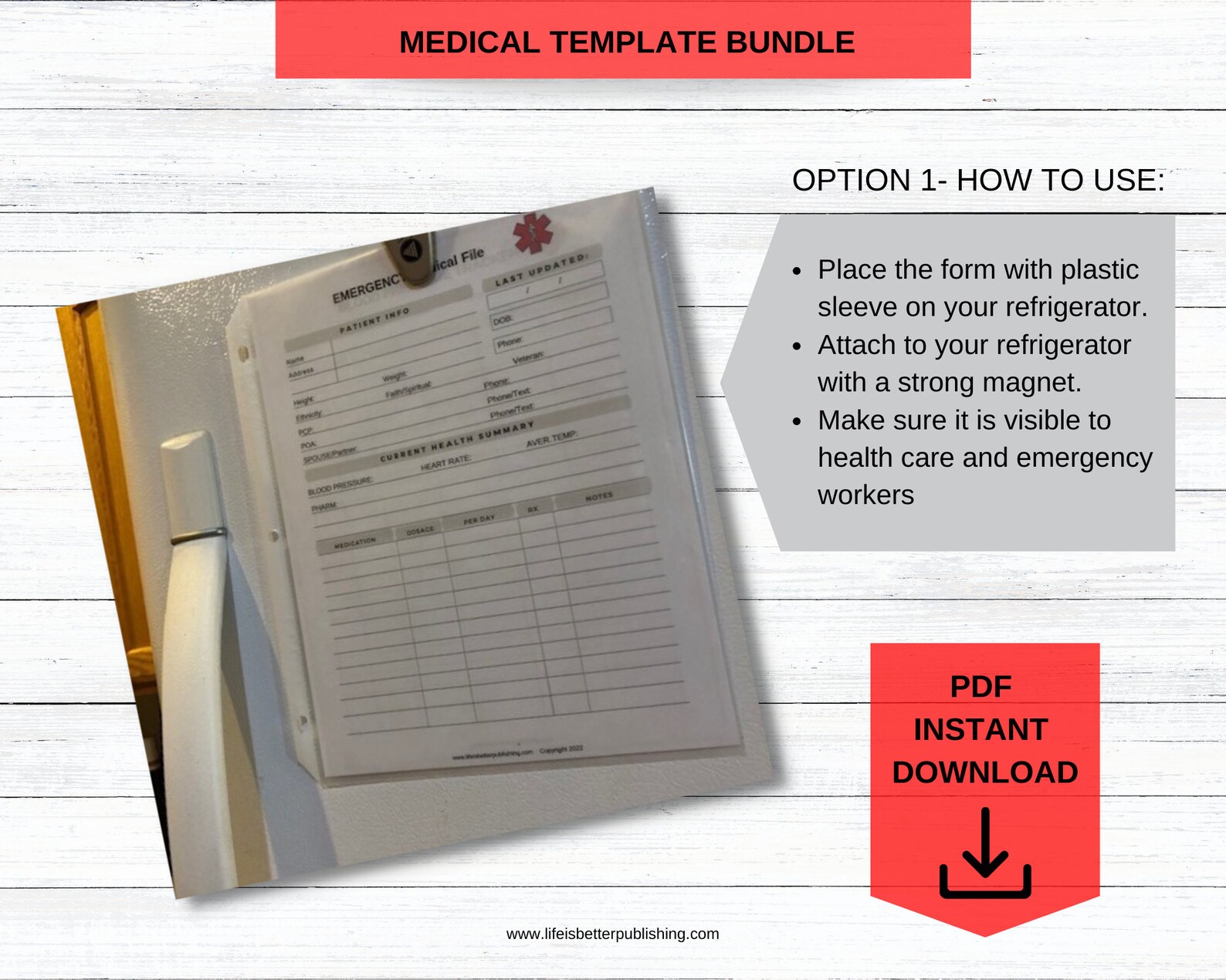 Emergency Medical Forms: Printable PDF Downloadable 4 - Etsy