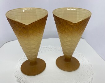 Ice Cream Waffle Cone Sundae Cups Made in Italy Set of Two