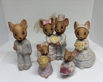 Enesco Country Calico Mouse Wedding Party