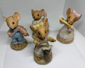 Enesco Country Calico Mouse 3 piece Orchestra with Conductor