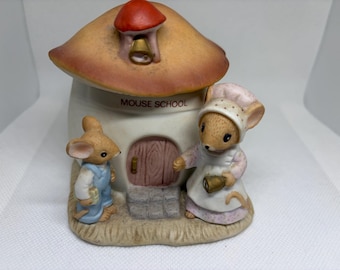 Enesco Country Calico Mouse School House Lidded Container