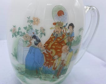 White Cased Glass Chinese Pitcher Jug 2L