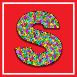 Impresión de letras DoodlyFace / Cartel inicial de dibujos animados para niños / Arte de pared con letras personalizadas