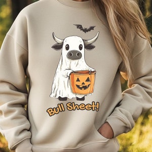 Bull Sheet - Ghost Cows Sweatshirt, Cows Halloween Sweatshirt, Halloween Ghost Cows Sweatshirt, Spooky Cows Halloween Gifts, Cow Lovers