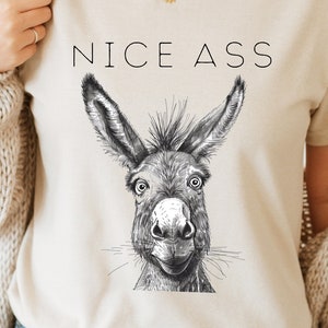 Funny Donkey TShirt, Funny Animal Gift, Nice Ass Tee, Vintage Donkey T Shirt, Funny Ass, Retro 90s Shirt, Relaxed T-Shirt, Funny Gift