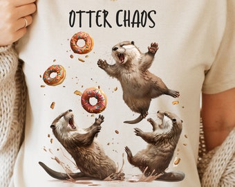 Funny Otter T Shirt, Funny Animal Gift, Otter Chaos Tee, Vintage Otter T Shirt, Funny Nature, Retro 90s Shirt, Relaxed T-Shirt, Otter Gift