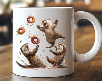 Funny Otter Mug, Funny Animal Gift, Otter Chaos Mug, Vintage Otter Mug, Funny Nature, Retro 90s, Otter Gift - White Ceramic Mug