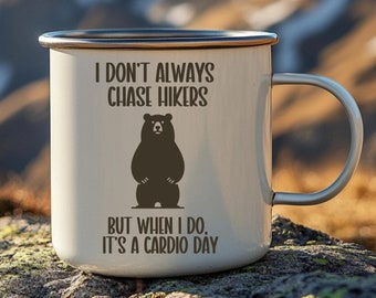 Hikers Gift Mug - Funny Bear Enamel Campfire Mug - Hiking Gift - Outdoorsy Camper Coffee Cup - Eco-Friendly - Tree Planted