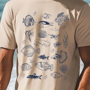 Tropical Fish Ocean Nature T Shirt, Vintage Sea Tshirt, Retro, Tropical Fish, Unisex Tee Shirt, Gift Fish Lover, Sealife, Ocean