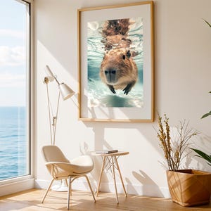Bathroom Artwork - Underwater Capybara Wall Art - Bathroom - Digital Download - Nature Wildlife Decor - Capybara Gift - Capybara Lovers