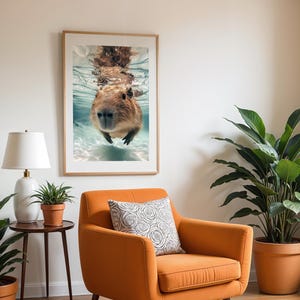 Capybara Swimming Artwork - Underwater Capybara Wall Art - Bathroom - Animal Print - Nature Wildlife Decor - Capybara Gift - Capybara Lovers