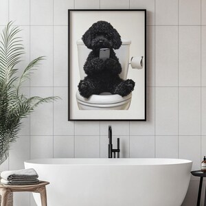 Cockapoo On The Loo Funny Dog Art Print - Cockapoo Bathroom Decor - Dog Lover Gift - Cute Cockapoo Poster - Quirky Pet Wall Art