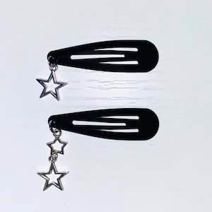 Stars Snap Hair Clip Set, Stars Hair Clips, Star Snap Clip, Y2K hair clips, Black Snap Clips, Y2K Hair Clip, Stars Set Clips, Holiday Gift