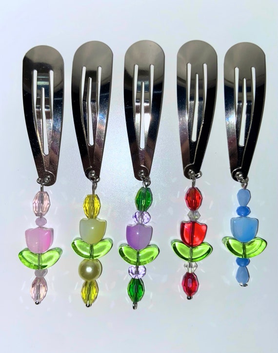 Beaded Hair Clips Set, Beaded Snap Hair Clip Set (2 Pieces  display picture 2