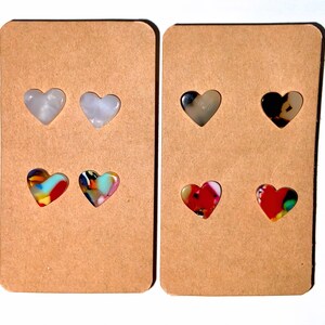 Heart Stud Earrings Set, Acrylic Heart Stud Earrings Set, Love Earrings, Heart Studs, Valentines Day Earrings, Valentines Day Gift