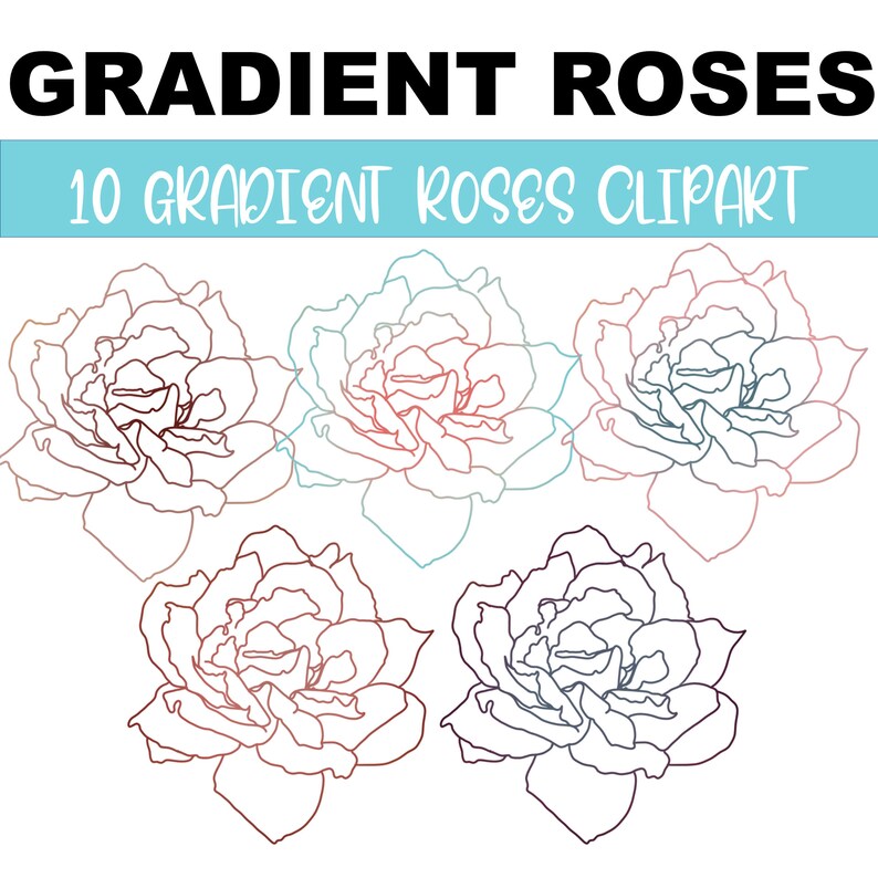 Diy Gradient Roses Gradient Rose Clipart 10 PNG Image Package Graphics for - Etsy