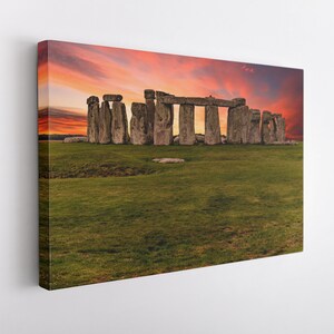 Stonehenge Monument and Sunset, Canvas Wall Art Print | Poster Print Decor for Home & Office Decoration I Poster or READY TO HANG