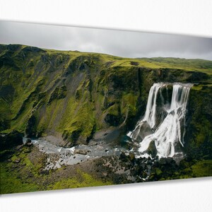Mountain Flowing Waterfall, Canvas Wall Art Print | Poster Print Decor for Home & Office Decoration I Poster, READY TO HANG