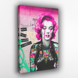 Marilyn Monroe Art Street Graffiti Poster Art Canvas, Wall Decor, Canvas Print, Room Decor, Home Decor, Movie Poster for Gift, READY TO HANG