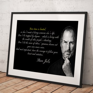 Steve Jobs Quotes,   Poster Framed Room Decor, Home Decor, Movie Poster for Gift, READY TO HANG