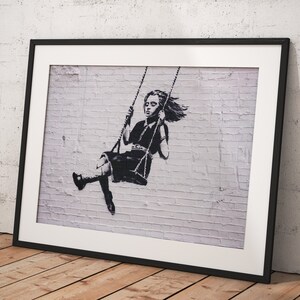 Banksy Wall Art Poster Framed, Wall Art Print, Wall Decor, Canvas Print, Room Decor, Home Decor, Movie Poster for Gift, READY TO HANG