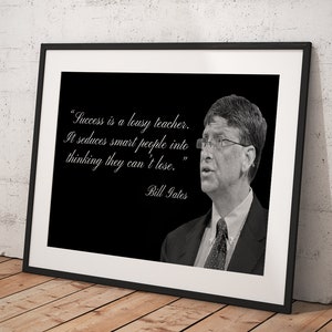 Bill Gates Poster, Motivational Quote Poster Framed, Wall Art Print, Room Decor, Home Decor, Movie Poster for Gift, READY TO HANG