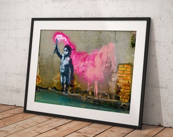 Banksy Wall Art Poster Ingelijst, Wall Art Print, Wall Decor, Canvas Print, Room Decor, Home Decor, Film Poster voor Gift, KLAAR OM OP TE HANGEN