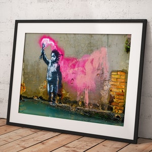 Banksy Wall Art Poster Framed, Wall Art Print, Wall Decor, Canvas Print, Room Decor, Home Decor, Movie Poster for Gift, READY TO HANG