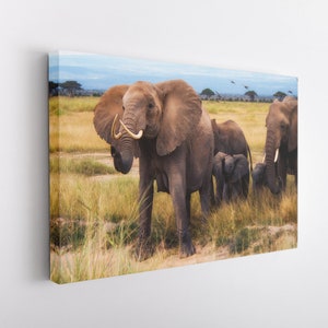 Elephant Family - Mammoth, Canvas Wall Art Print | Poster Print Decor for Home & Office Decoration I Poster or READY TO HANG