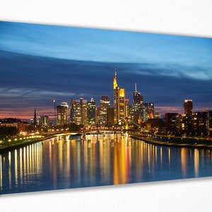 Frankfurt Skyline at Night, Canvas Wall Art Print | Poster Print Decor for Home & Office Decoration I Poster, READY TO HANG
